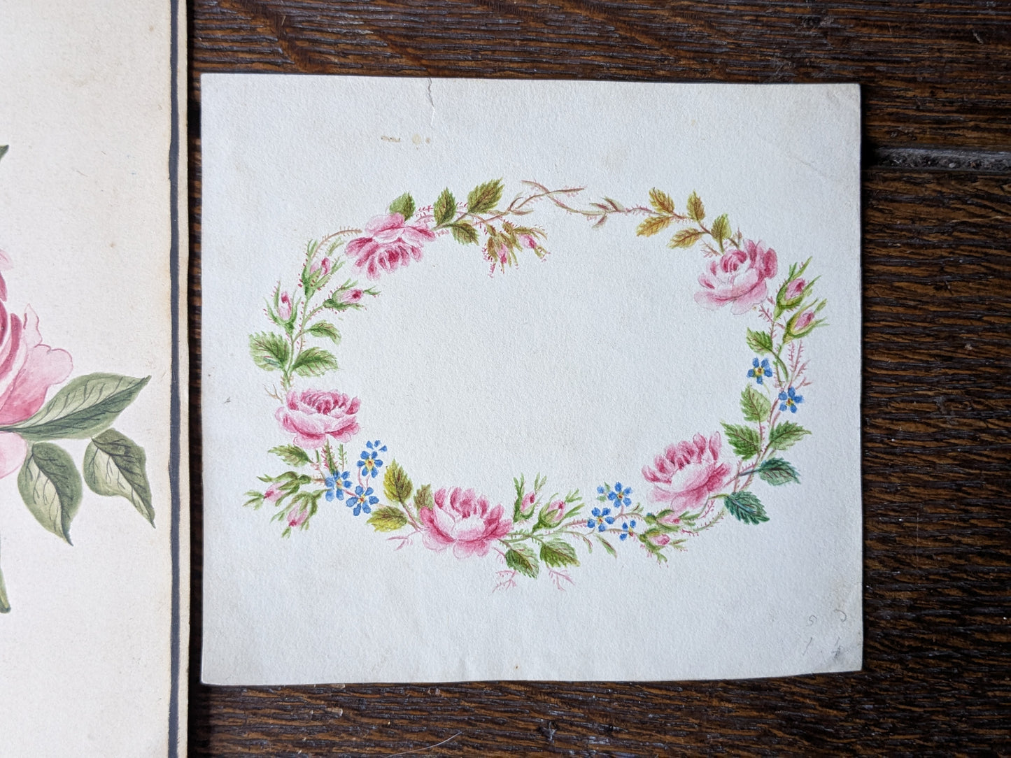 3 antique flower paintings