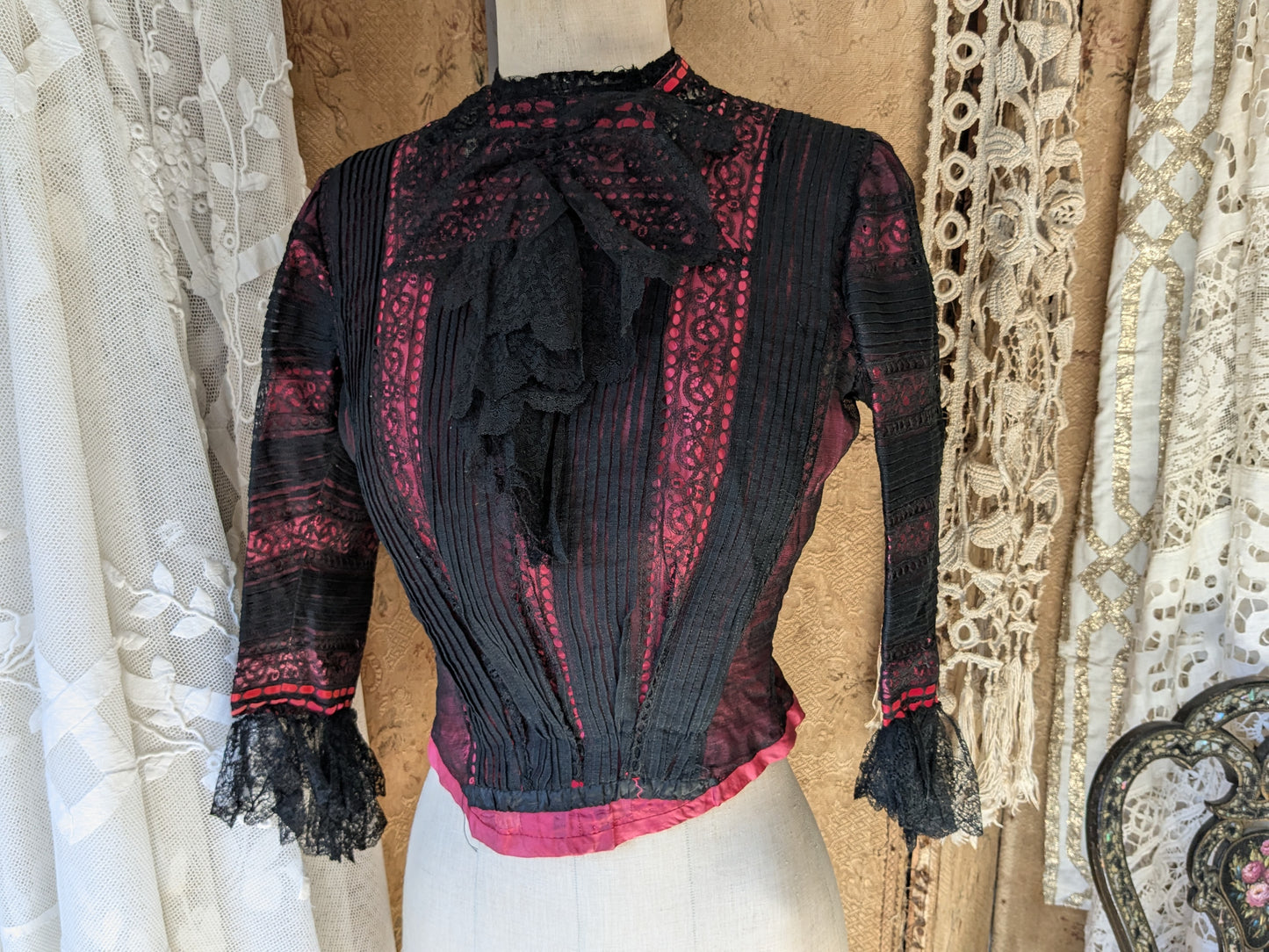 Antique lace & silk bodice