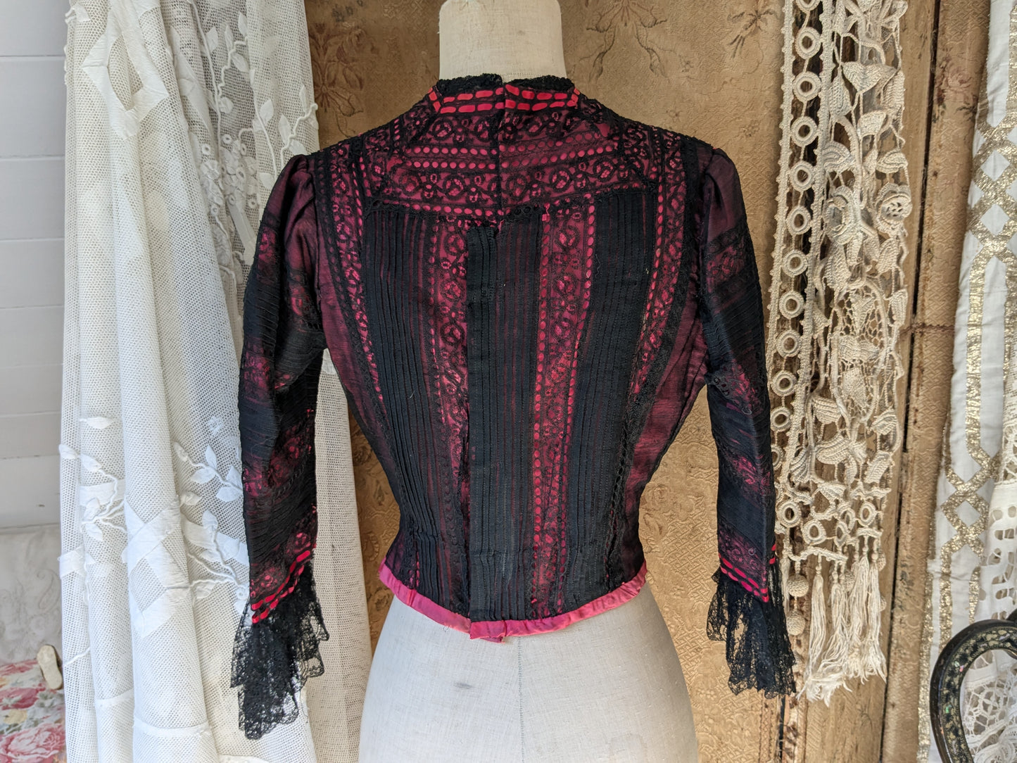 Antique lace & silk bodice