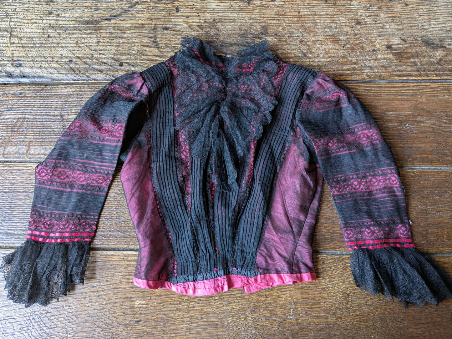 Antique lace & silk bodice