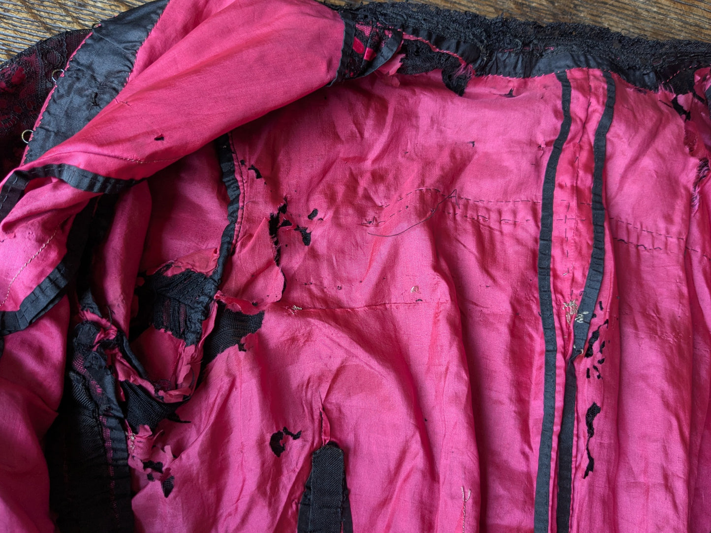 Antique lace & silk bodice