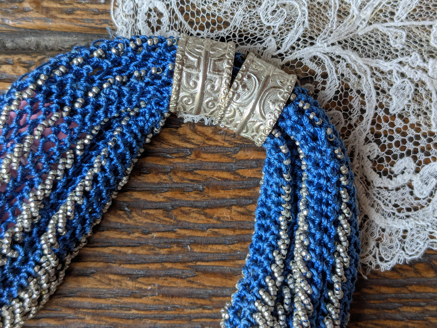 Antique beaded miser or stocking purse