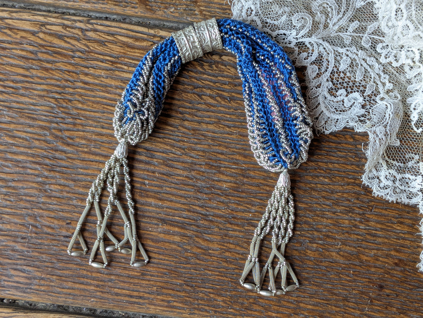 Antique beaded miser or stocking purse