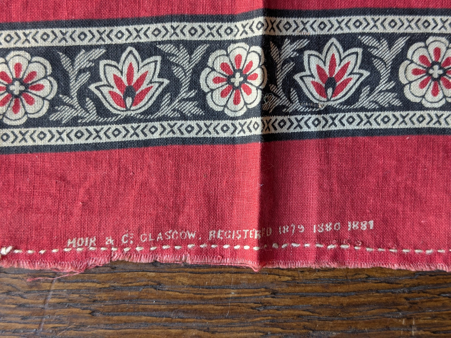 Victorian novelty handkerchief, chess board, Moir & Co 1881