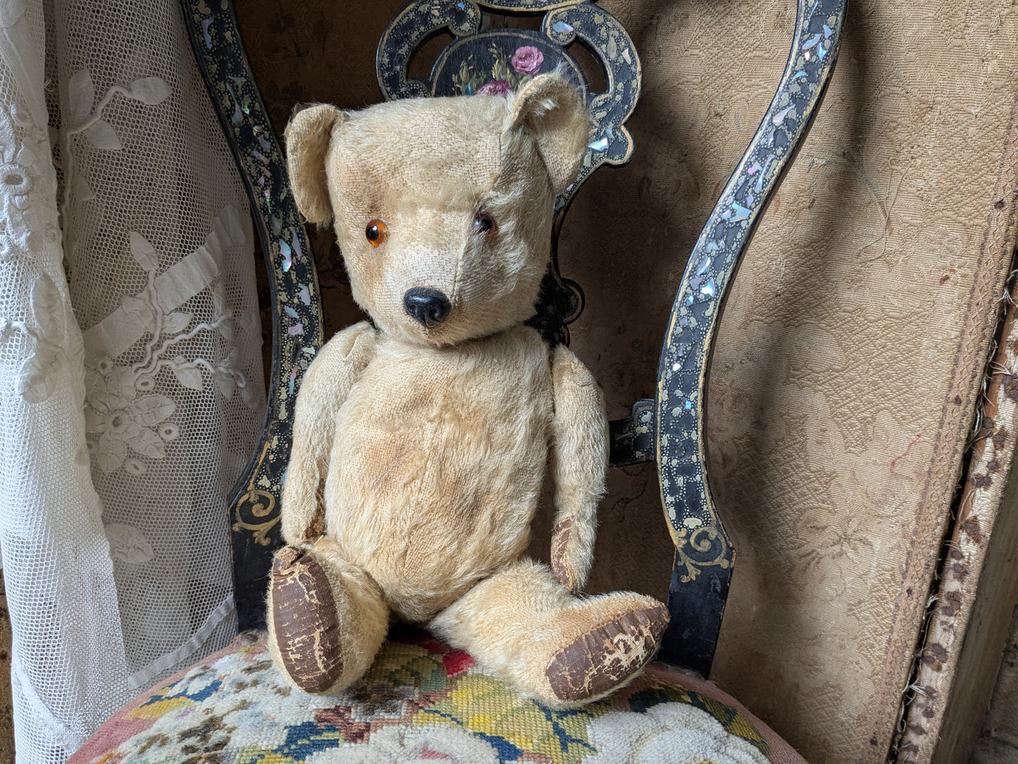 Vintage Chiltern teddy bear in a dress