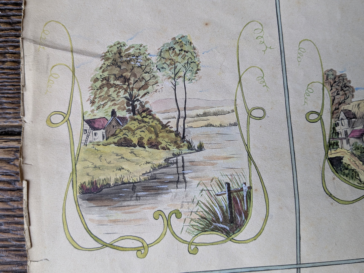 Antique French hand painted pattern design sheet