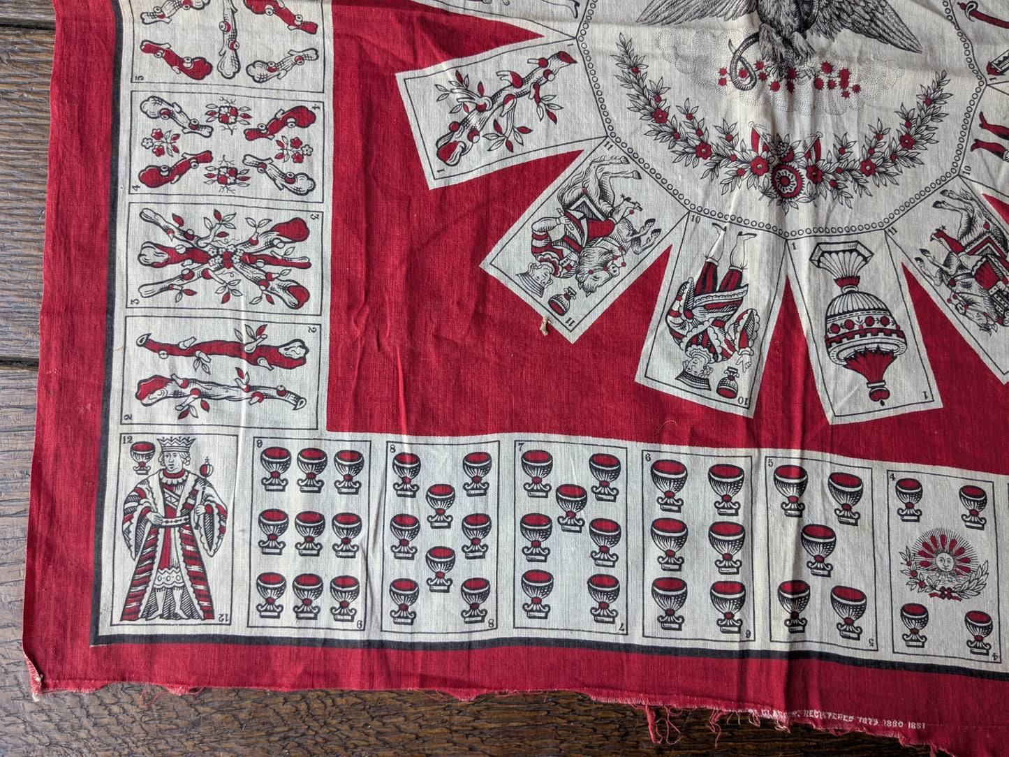 Victorian novelty printed handkerchief, Moir and Co, 1881