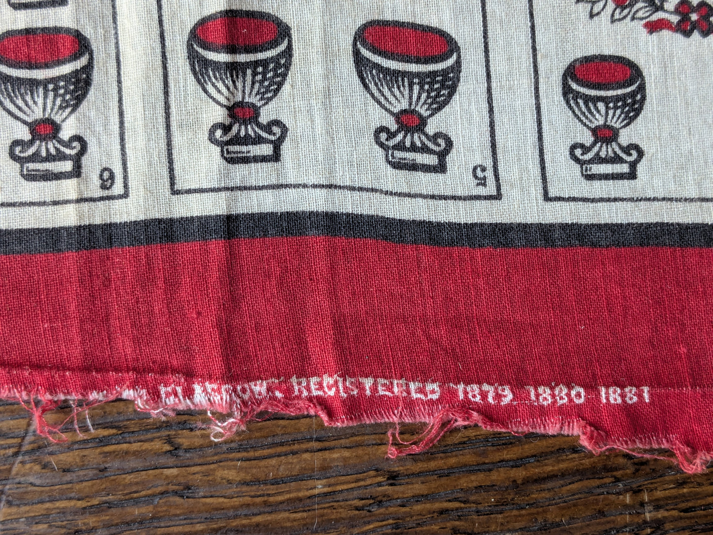 Victorian novelty printed handkerchief, Moir and Co, 1881