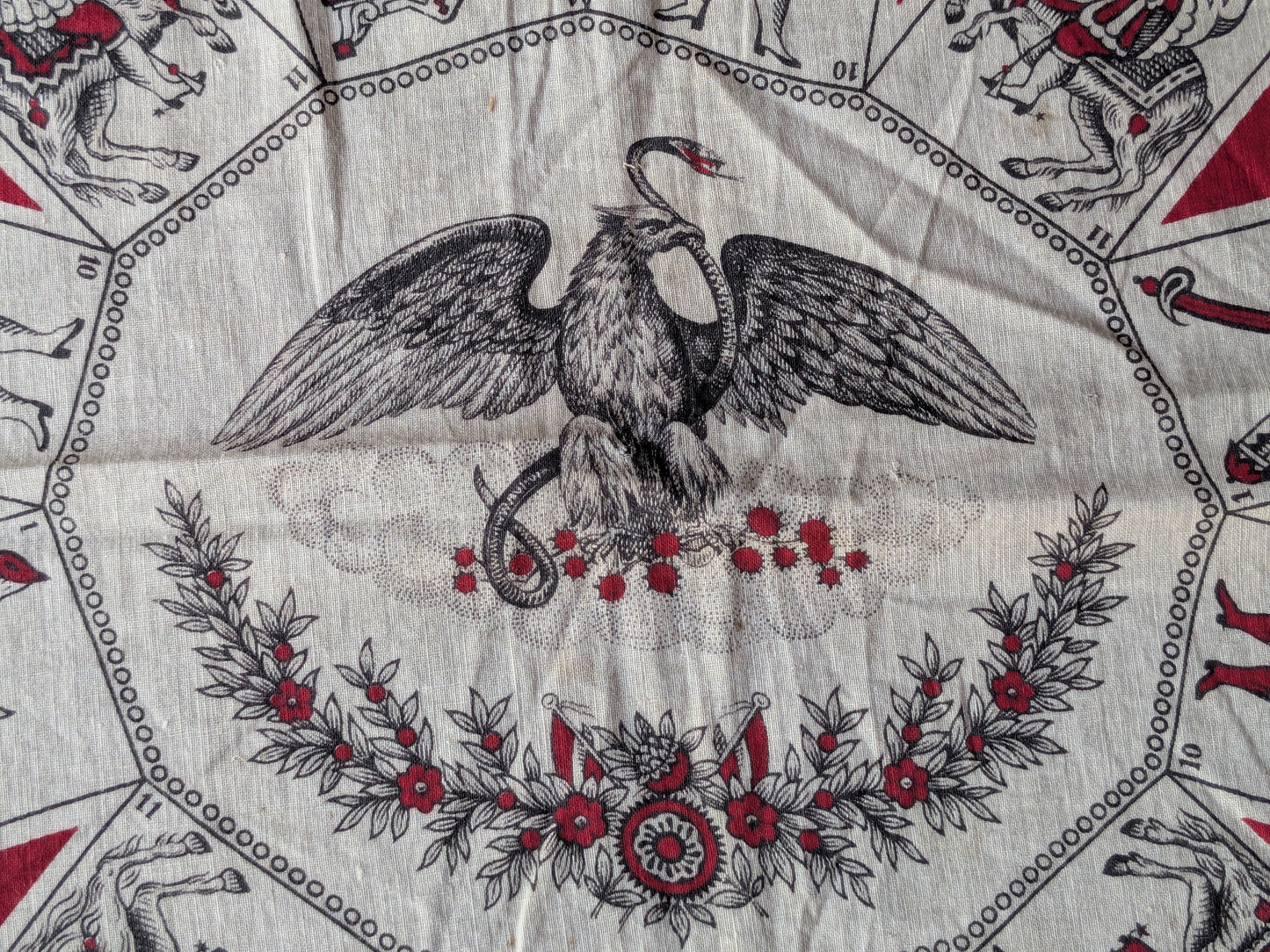 Victorian novelty printed handkerchief, Moir and Co, 1881