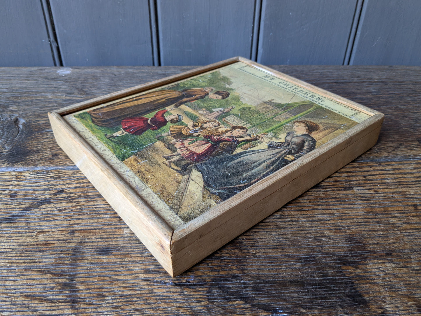Antique Victorian dissected puzzle game in box