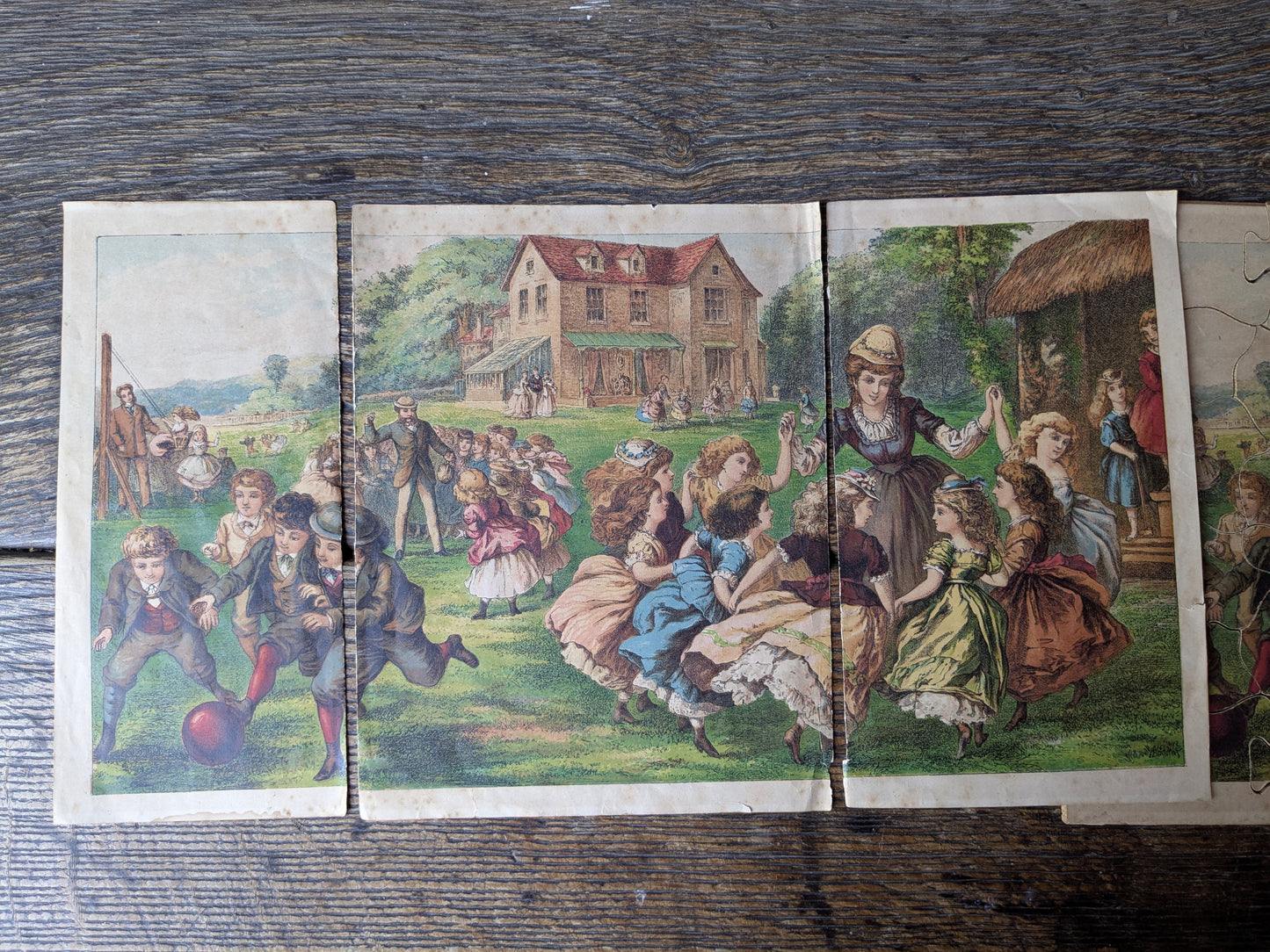 Antique Victorian dissected puzzle game in box