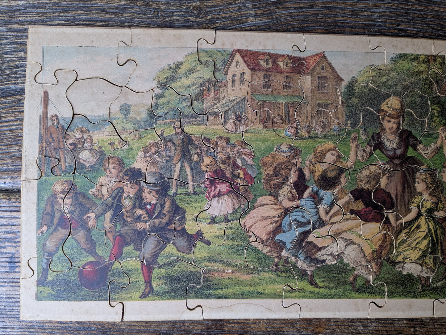 Antique Victorian dissected puzzle game in box
