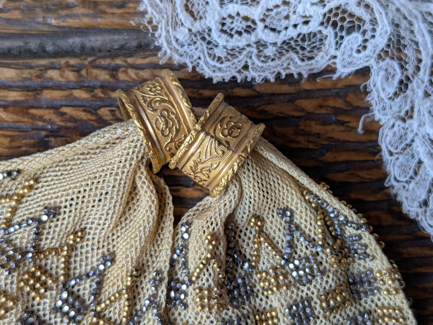 Antique beaded miser or stocking purse
