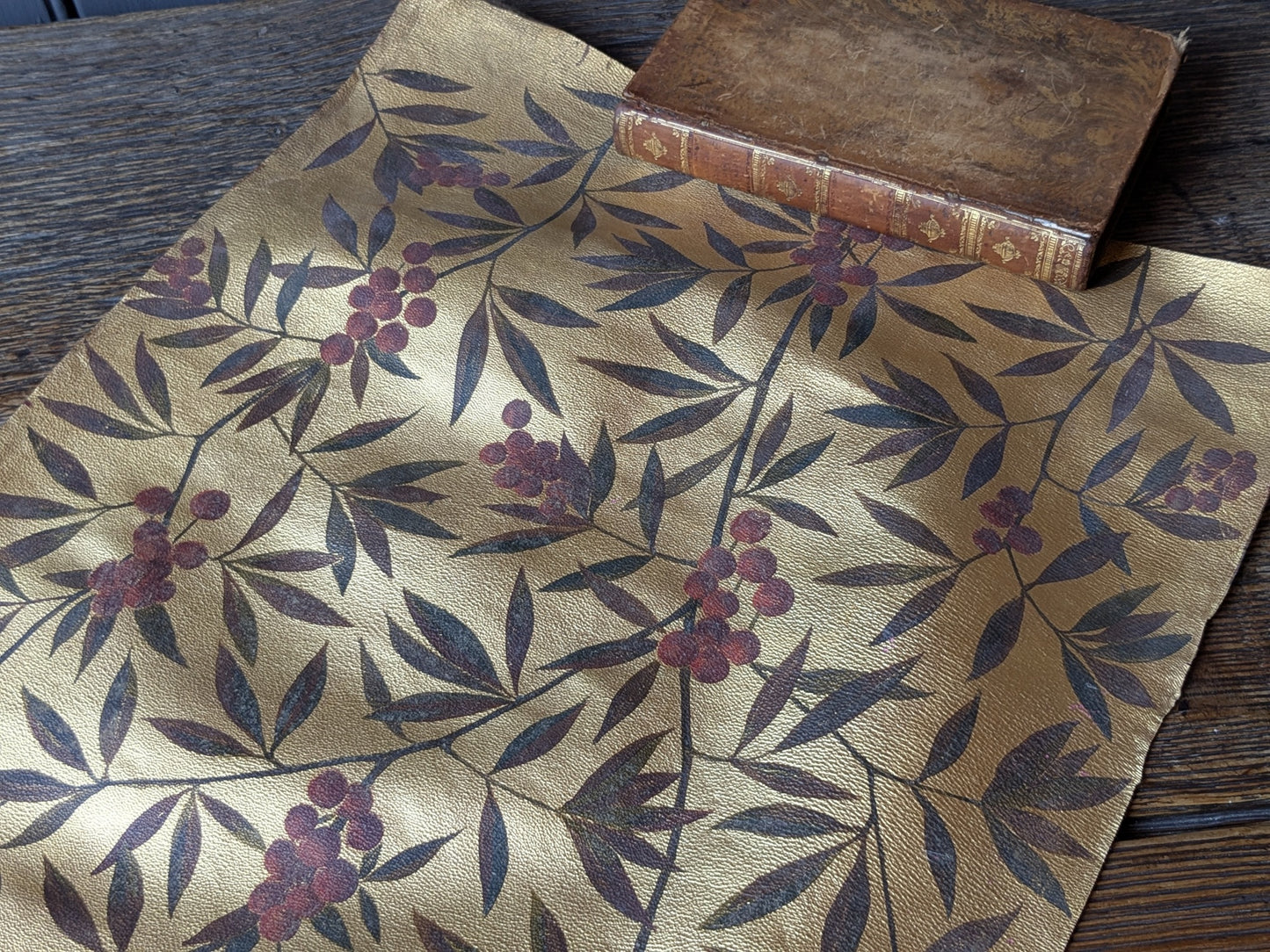 Antique gilded & painted leather