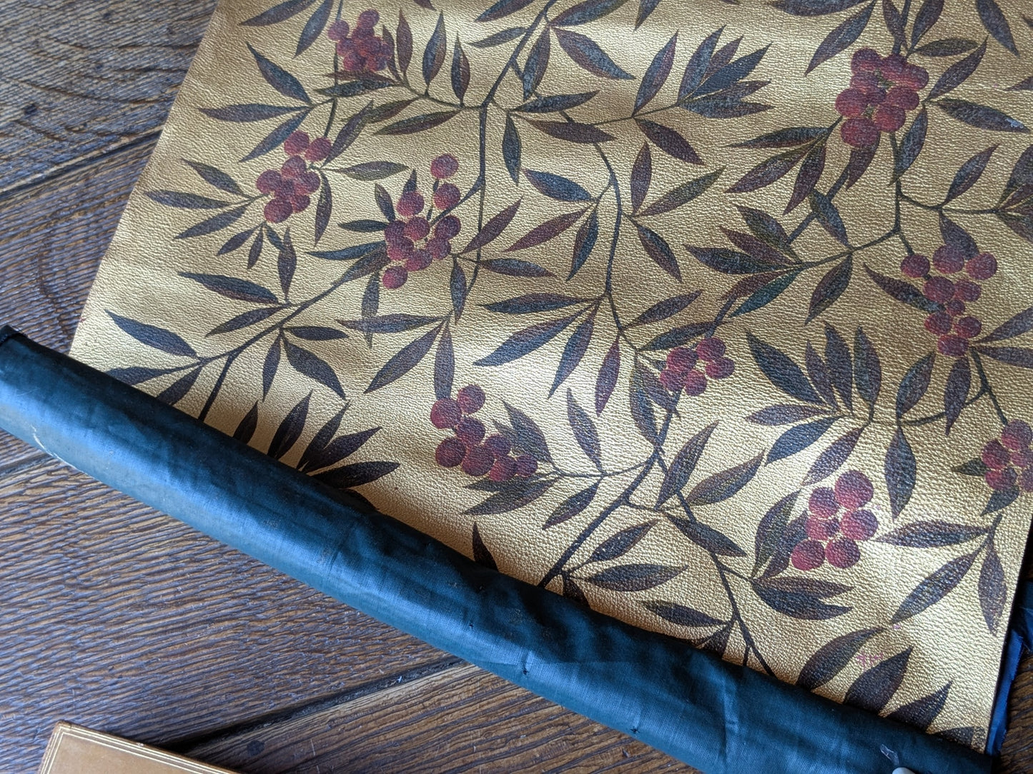Antique gilded & painted leather