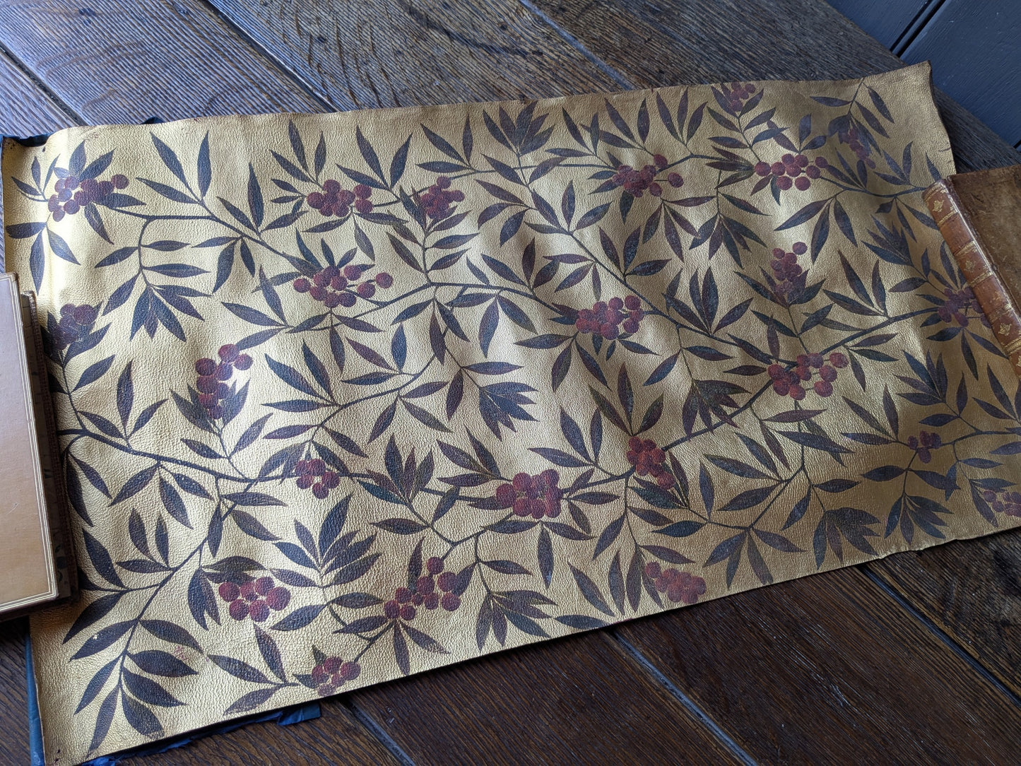 Antique gilded & painted leather