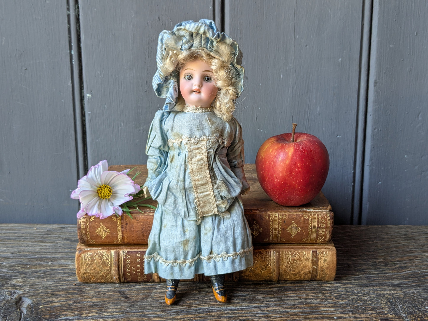 Antique bisque head mignonette doll, 8 inches