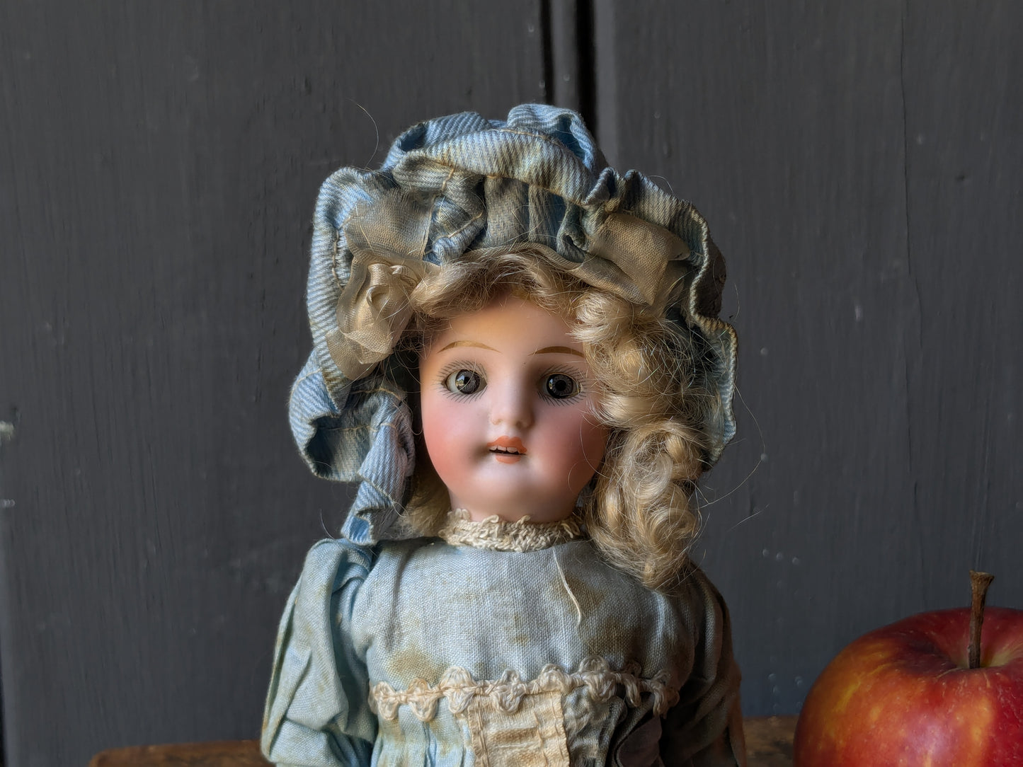 Antique bisque head mignonette doll, 8 inches