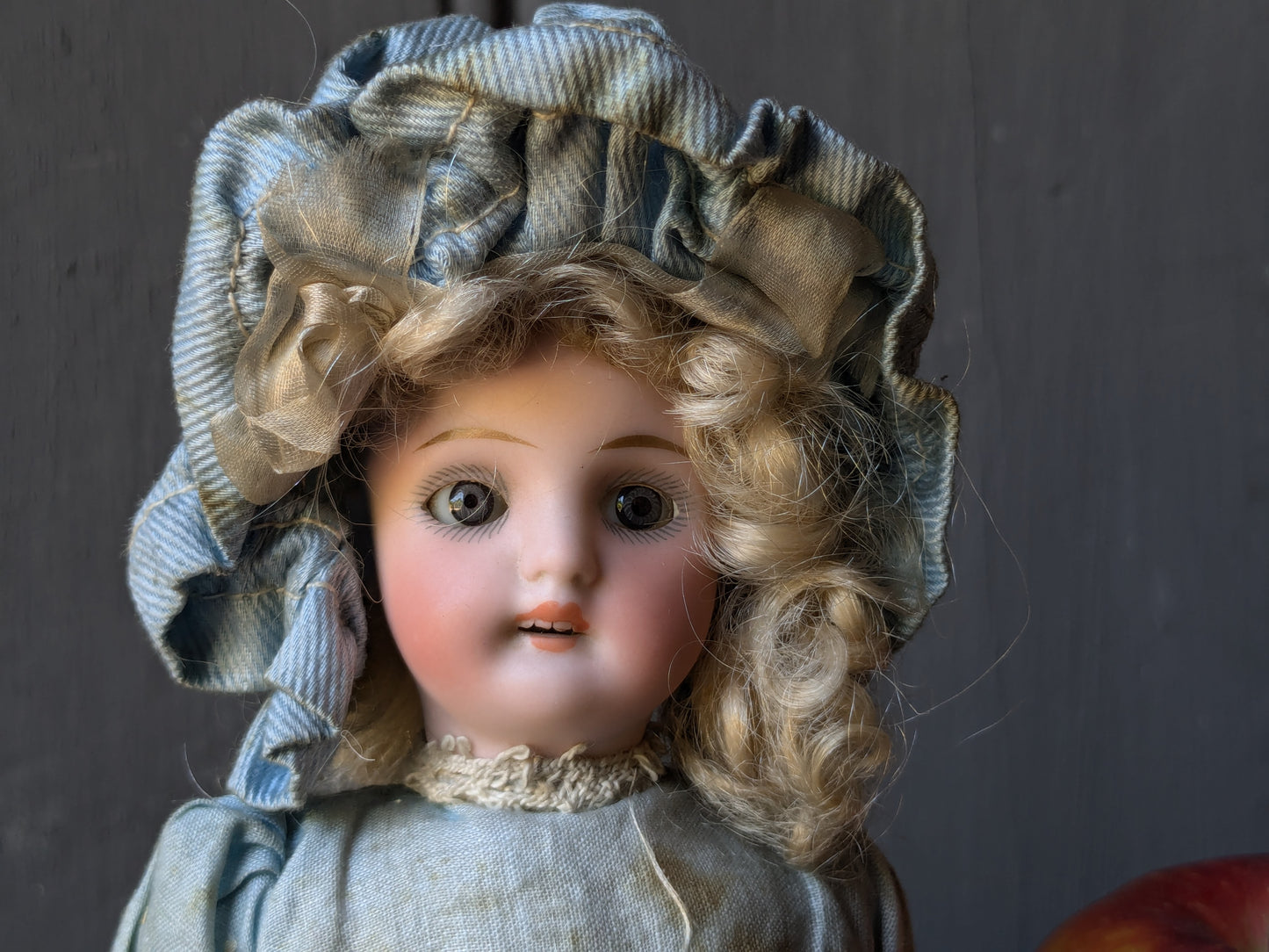 Antique bisque head mignonette doll, 8 inches