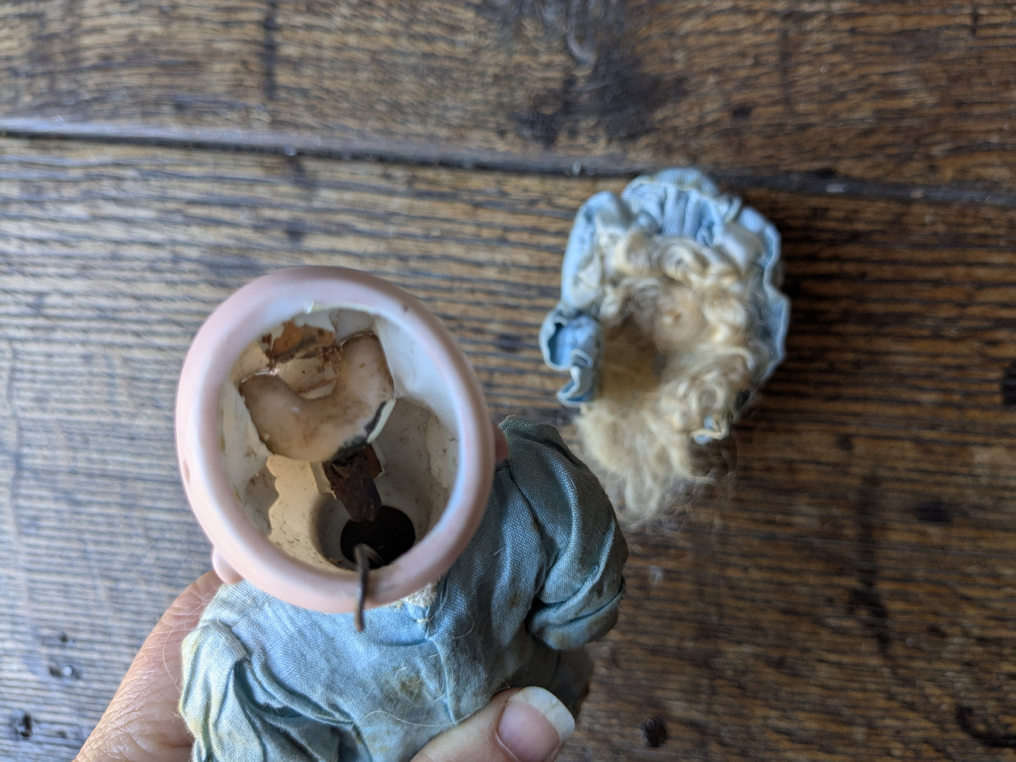 Antique bisque head mignonette doll, 8 inches