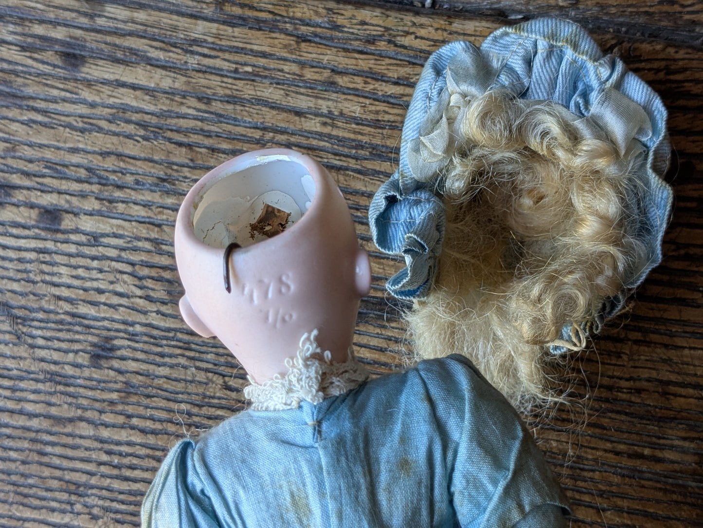 Antique bisque head mignonette doll, 8 inches