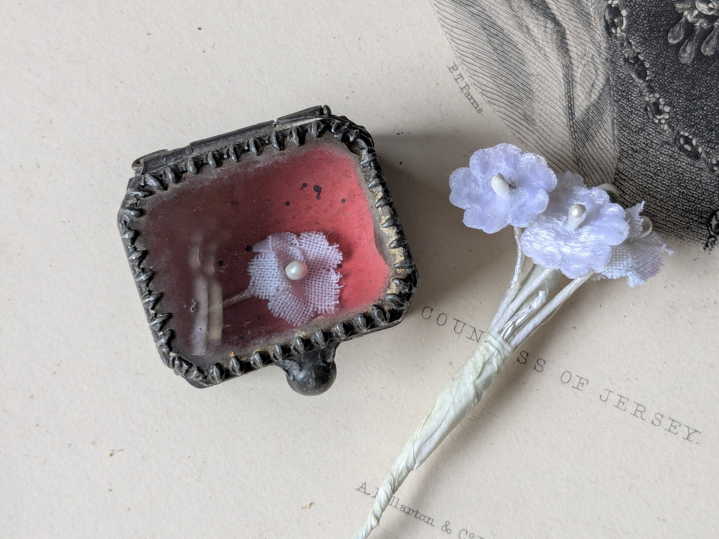 Miniature glass casket for a dolls house