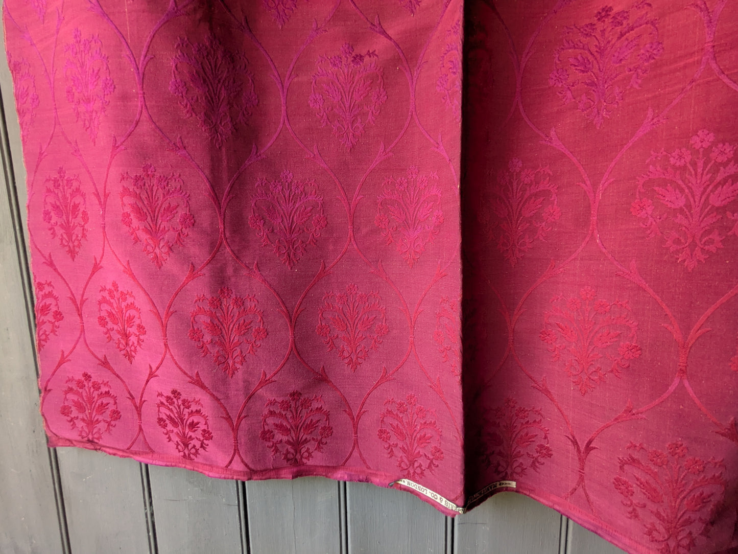 19th century Norris & Co silk fabric panel