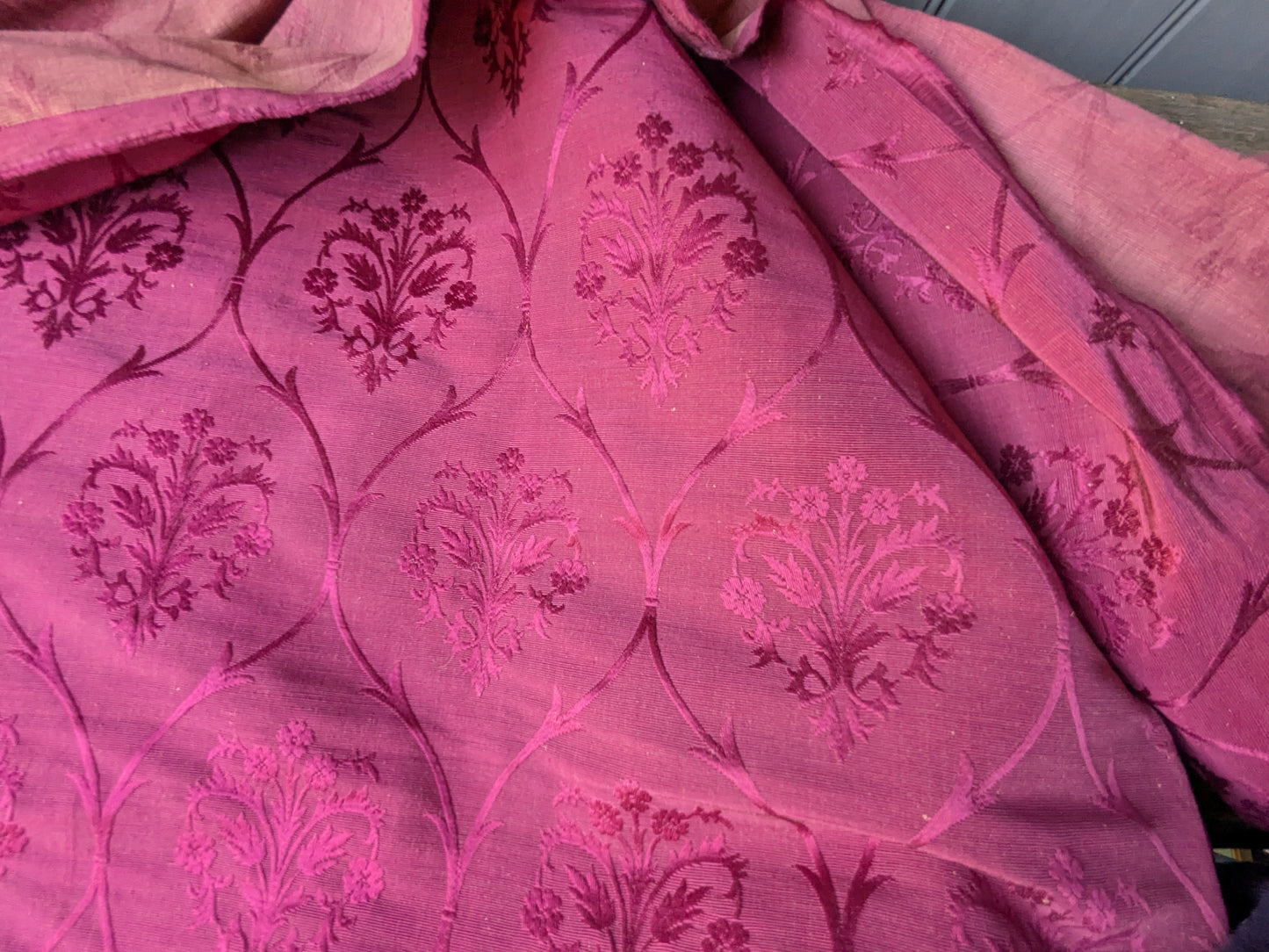 19th century Norris & Co silk fabric panel