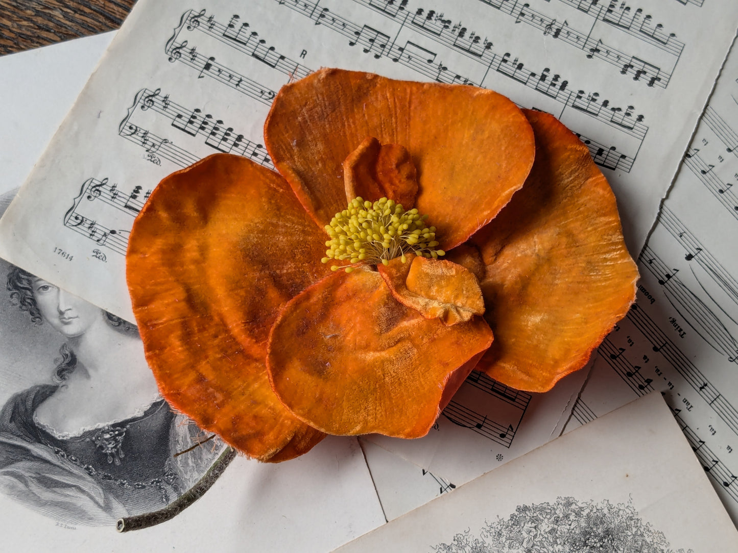 Large vintage velvet flower