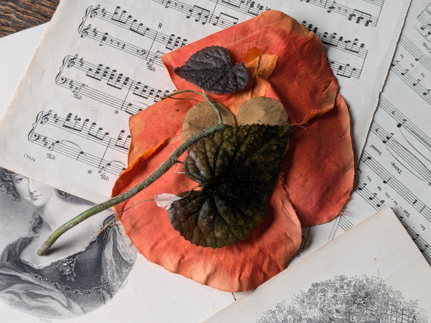 Large vintage velvet flower
