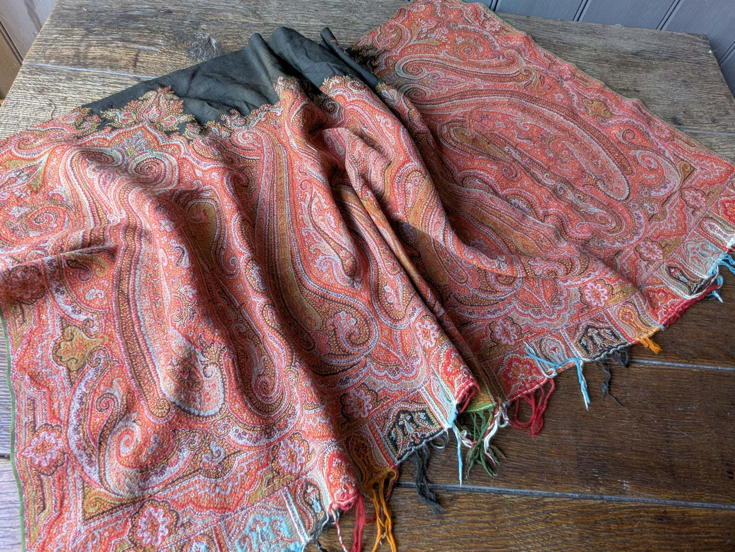 Large antique Paisley shawl piece for crafts (A)