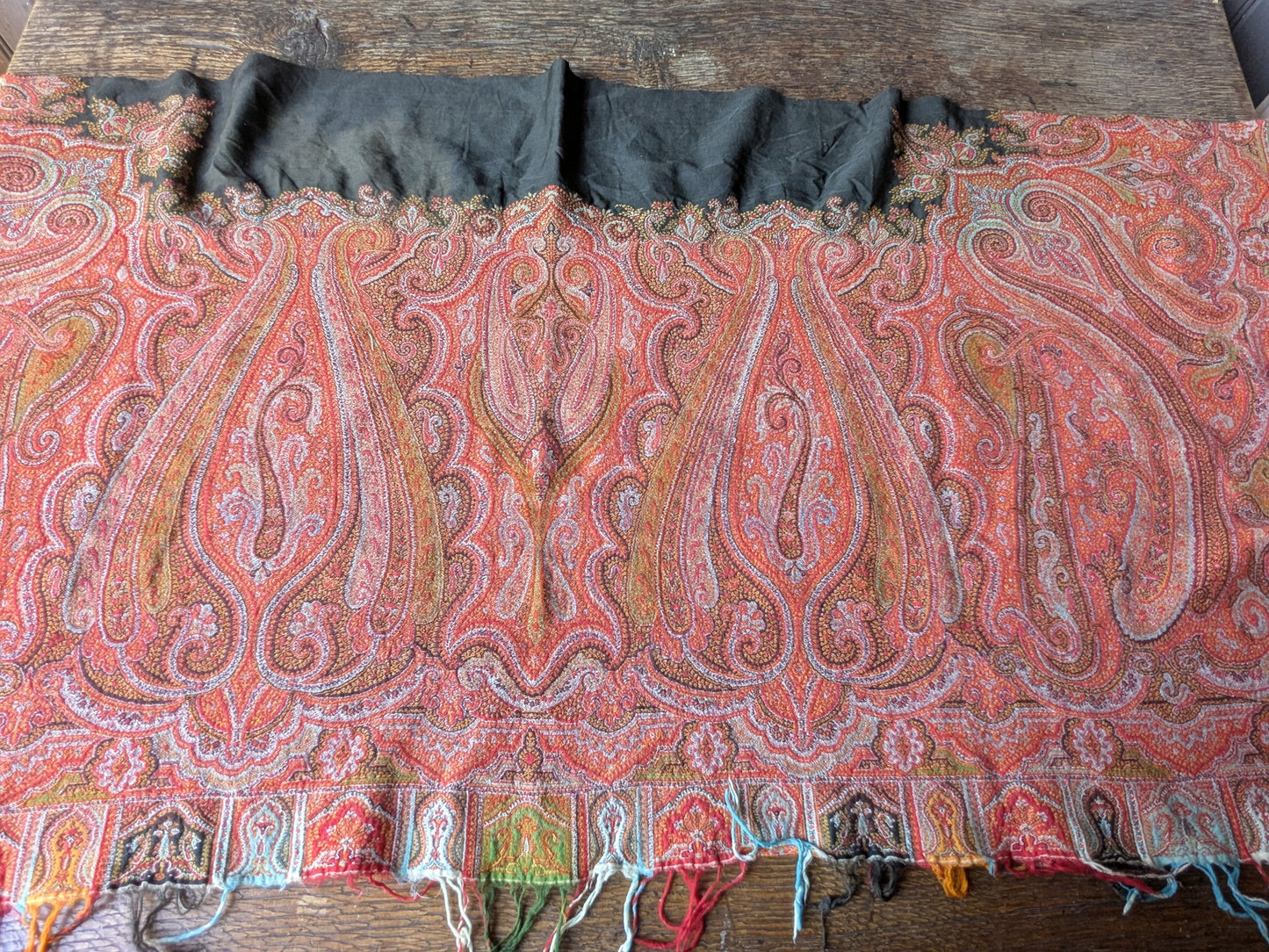 Large antique Paisley shawl piece for crafts (A)