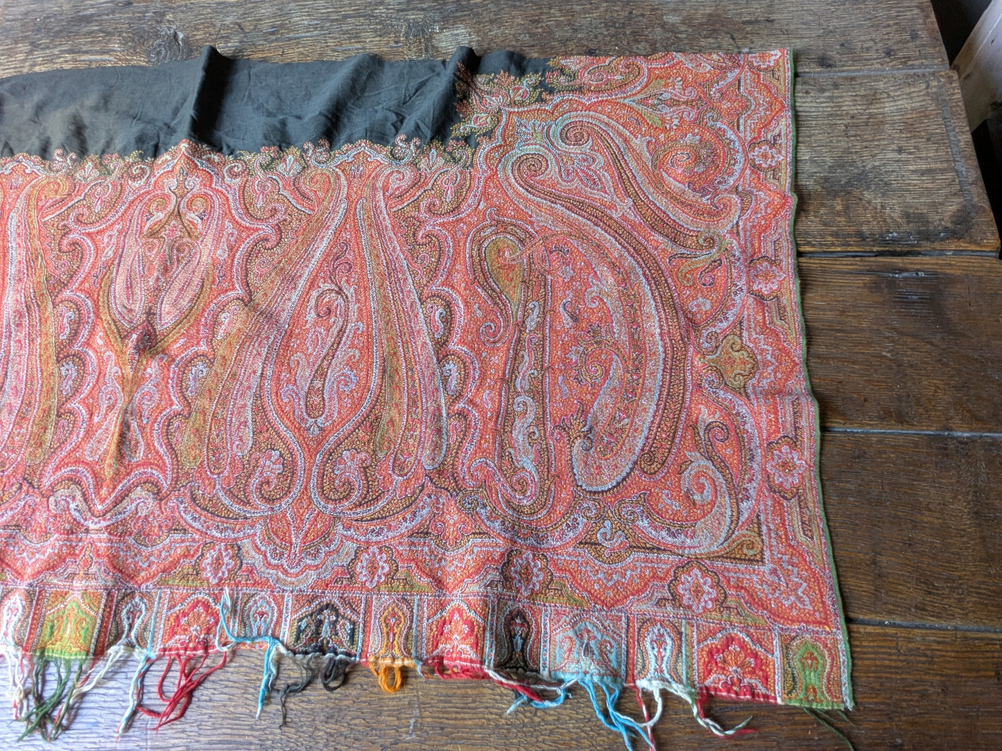 Large antique Paisley shawl piece for crafts (A)