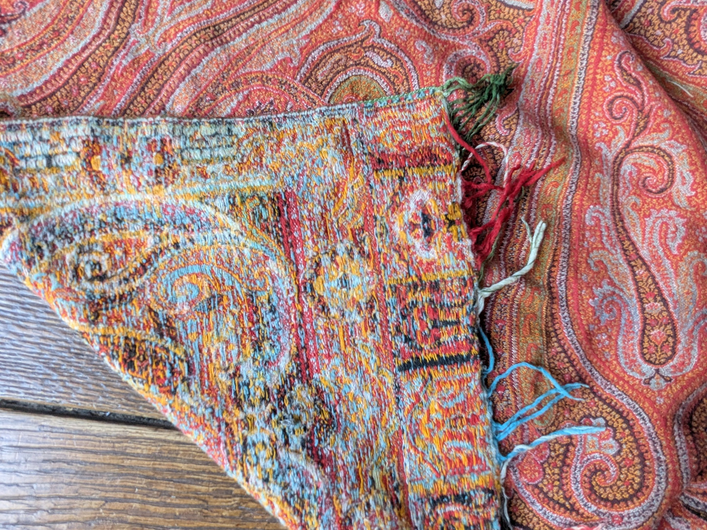 Large antique Paisley shawl piece for crafts (A)
