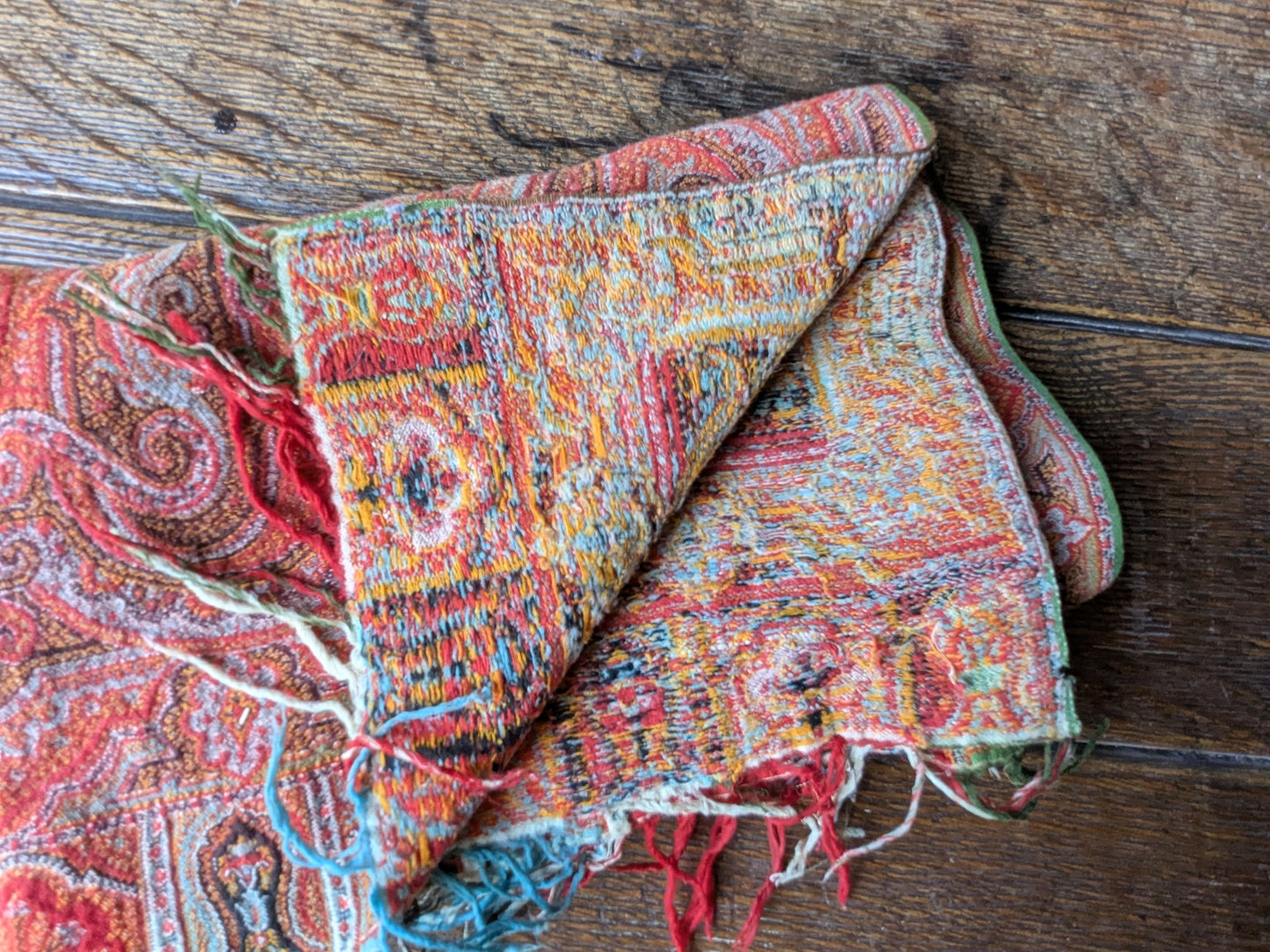 Large antique paisley shawl piece for crafts (B)