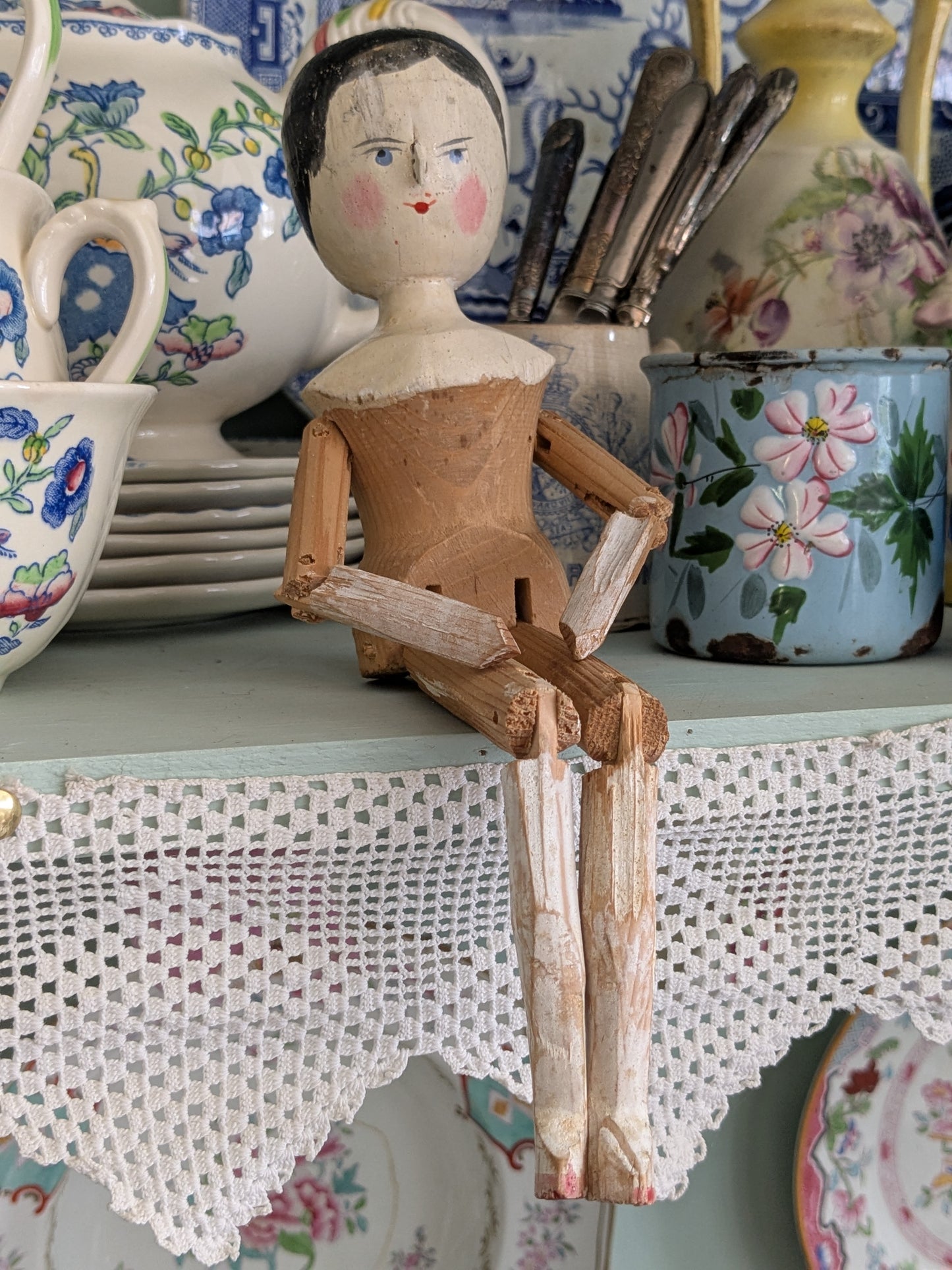 Vintage penny wooden peg doll