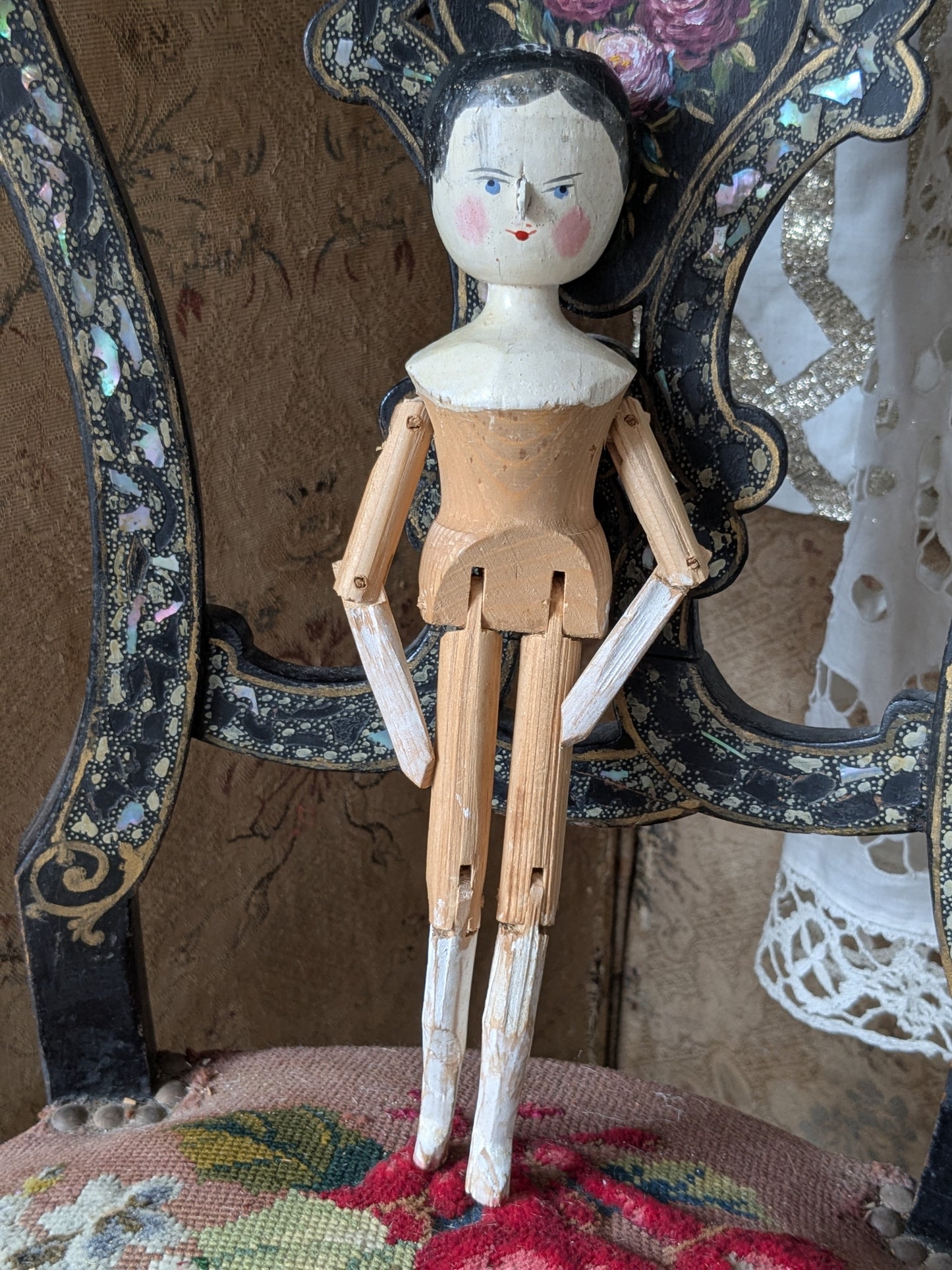 Vintage penny wooden peg doll