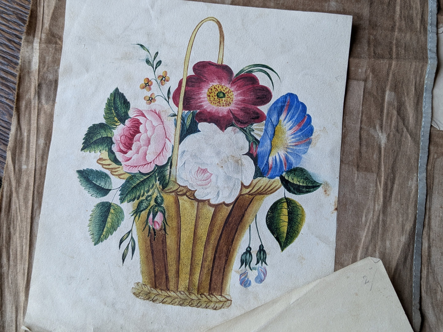 Antique floral paintings from a scrap album