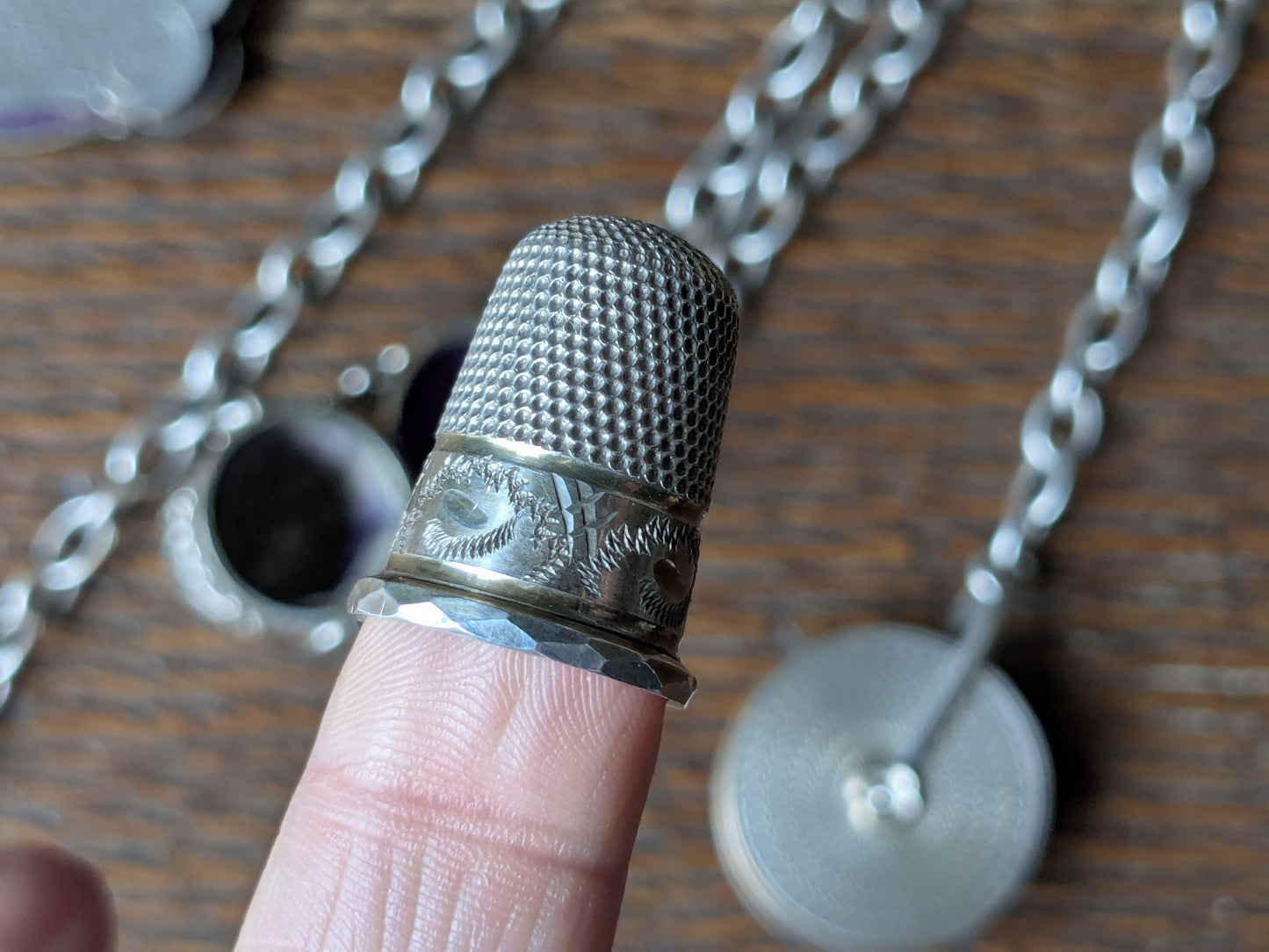 Antique chatelaine with 4 attachments