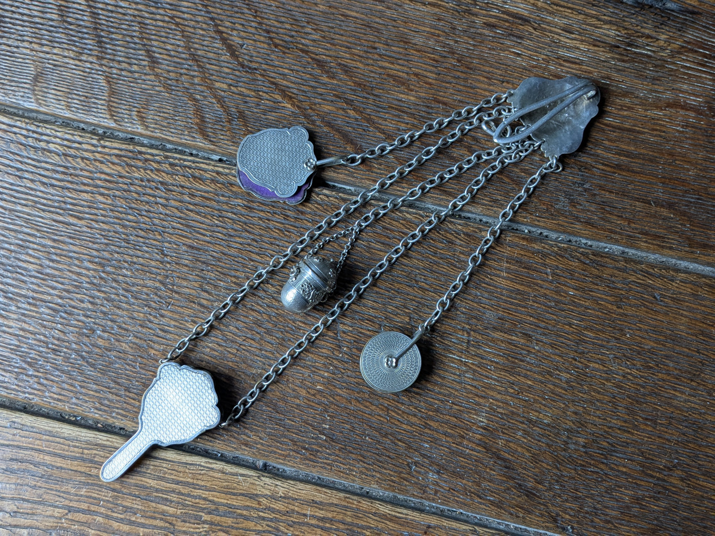 Antique chatelaine with 4 attachments