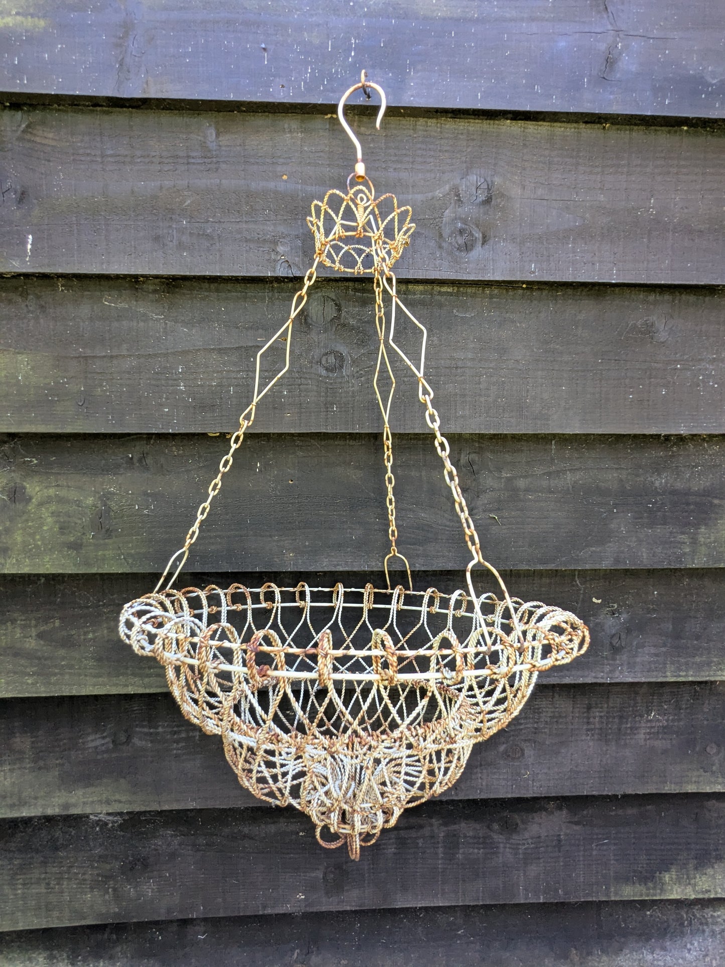 Vintage wire hanging basket, Victorian style wirework