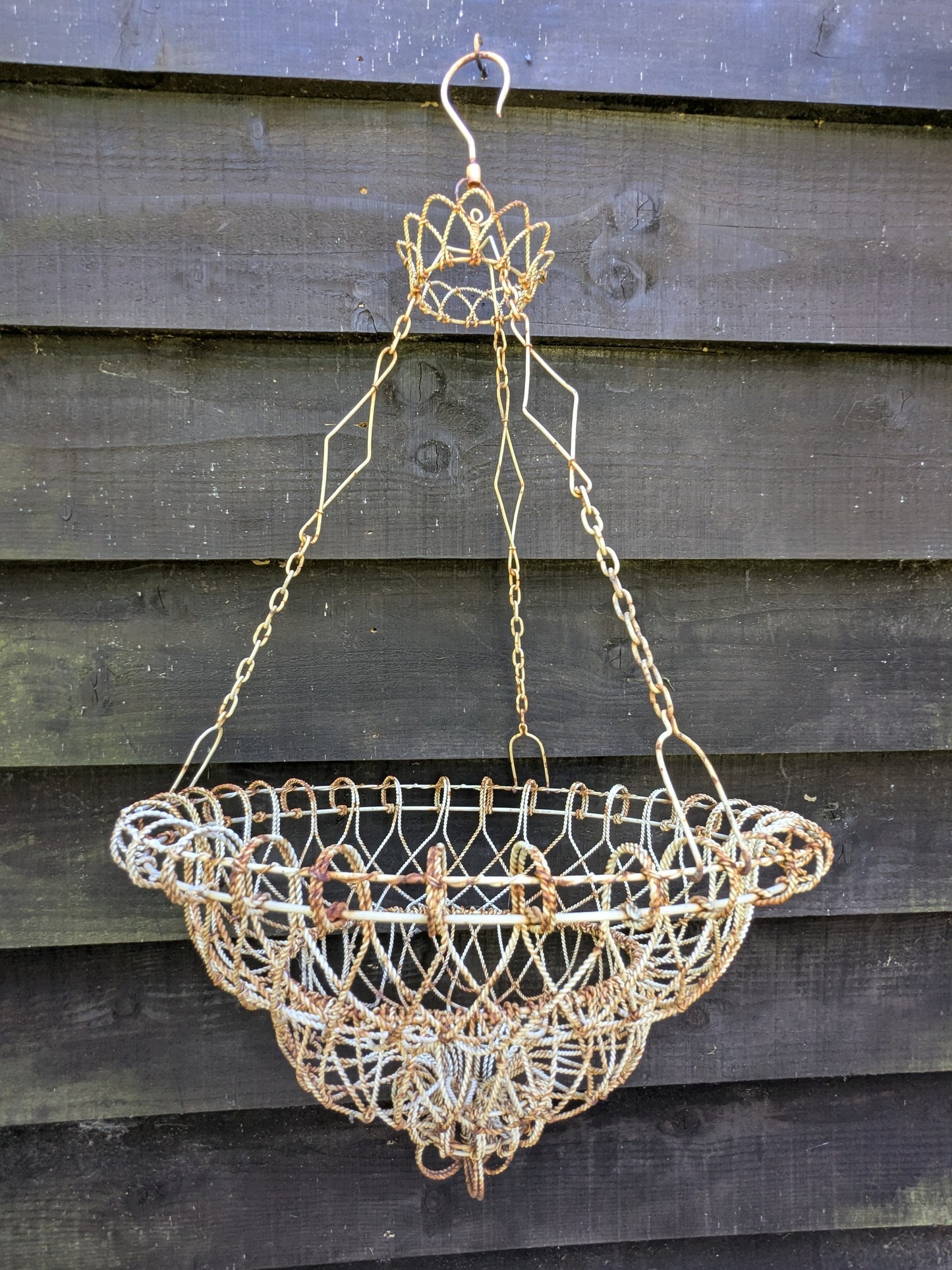 Vintage wire hanging basket, Victorian style wirework