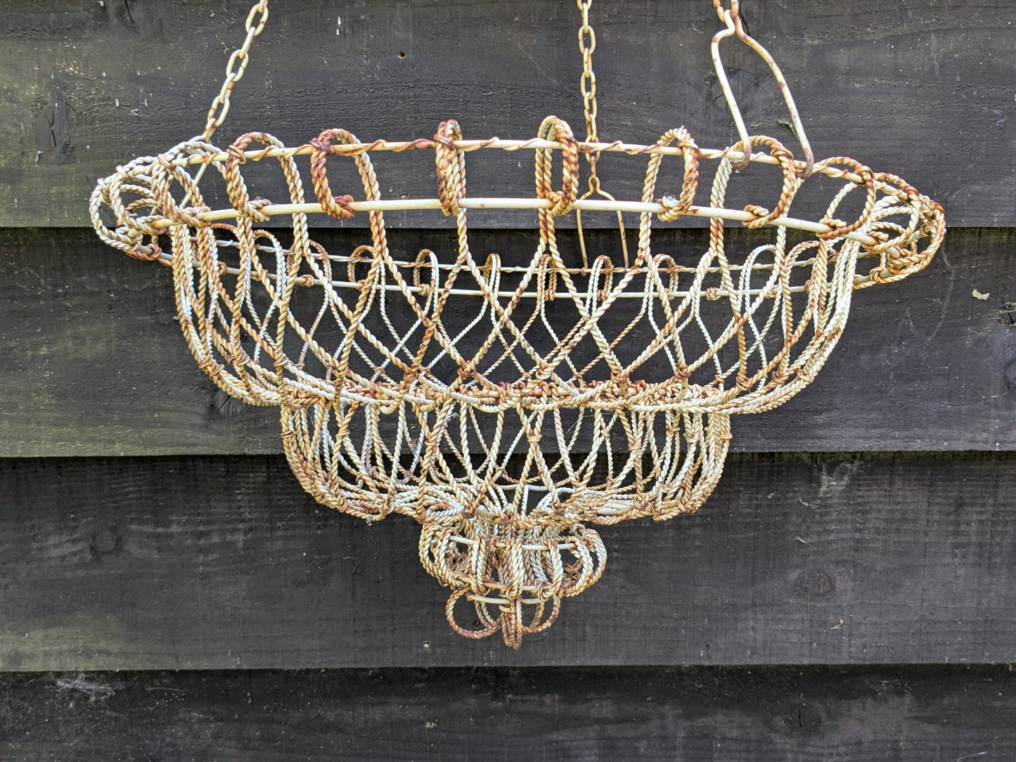 Vintage wire hanging basket, Victorian style wirework