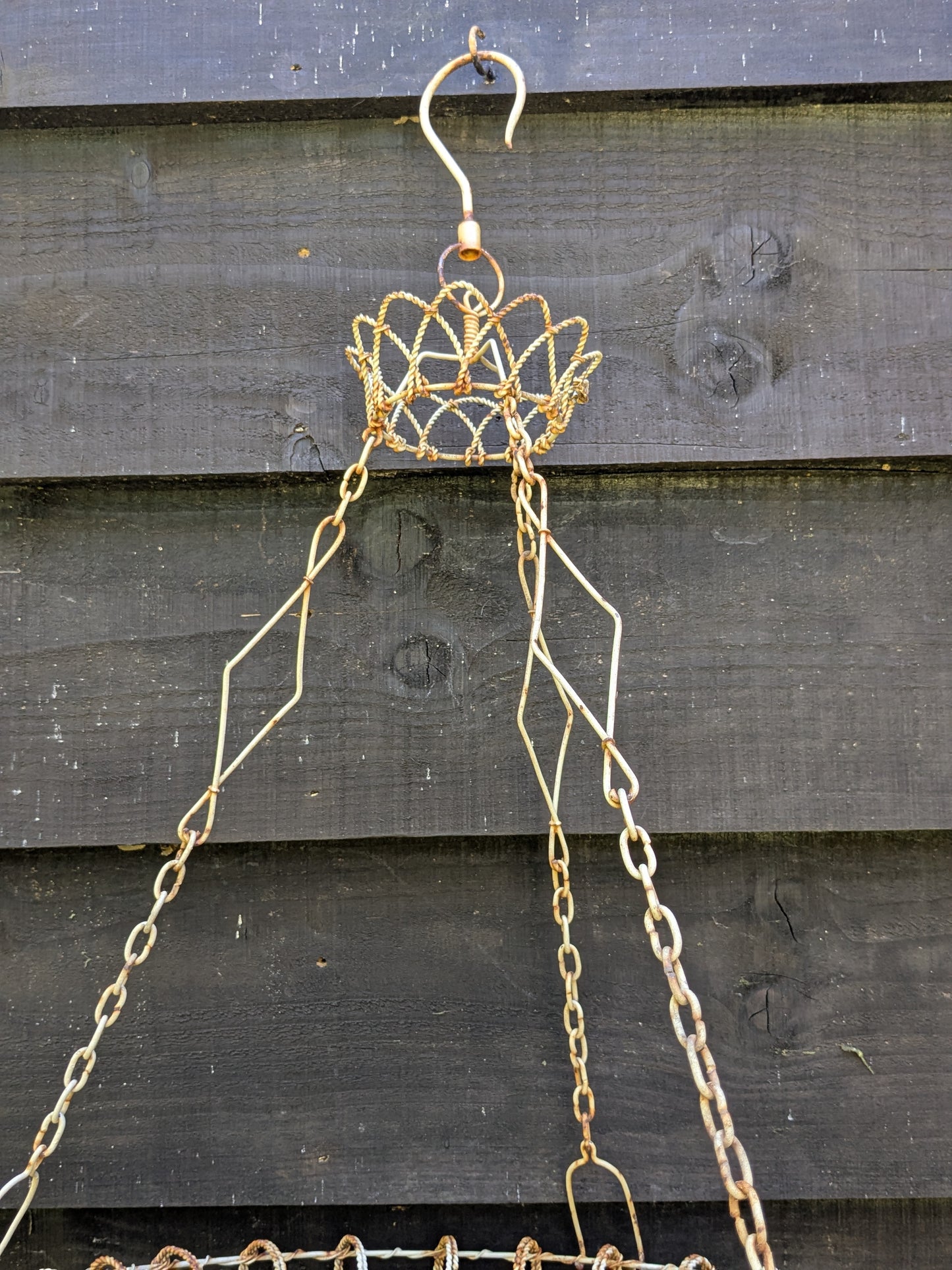 Vintage wire hanging basket, Victorian style wirework