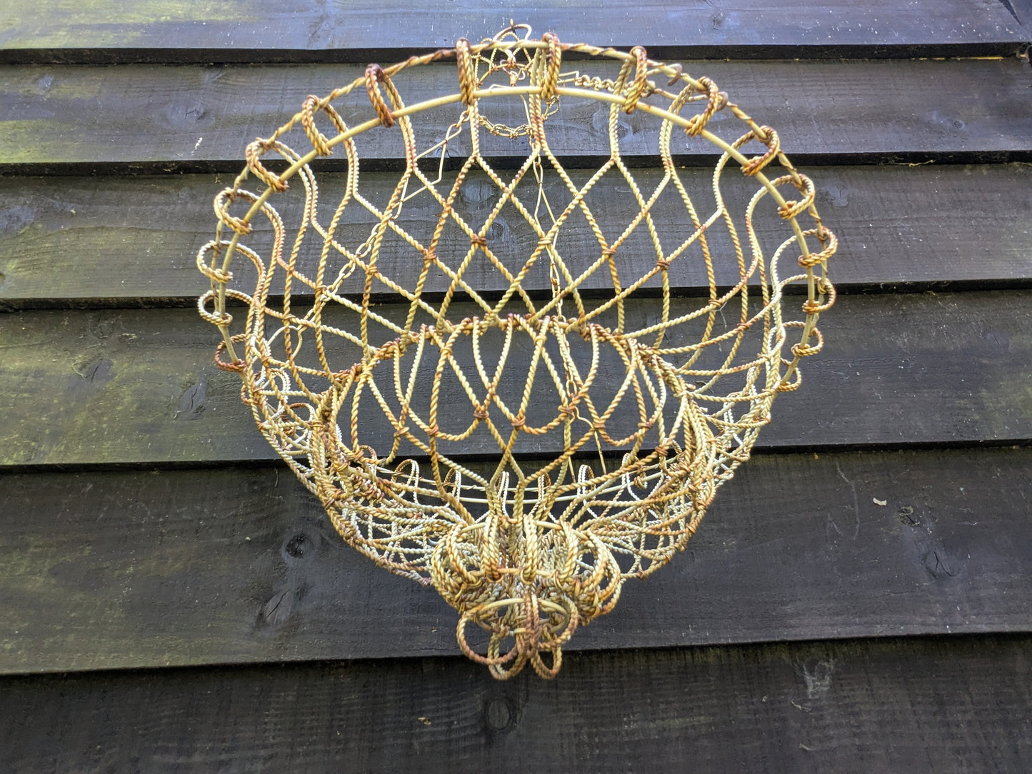 Vintage wire hanging basket, Victorian style wirework
