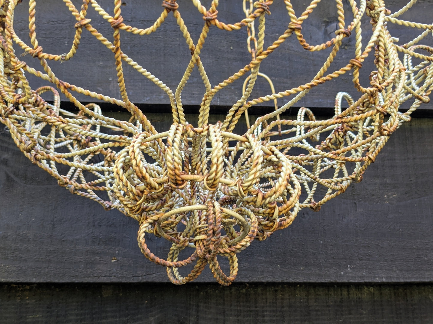Vintage wire hanging basket, Victorian style wirework
