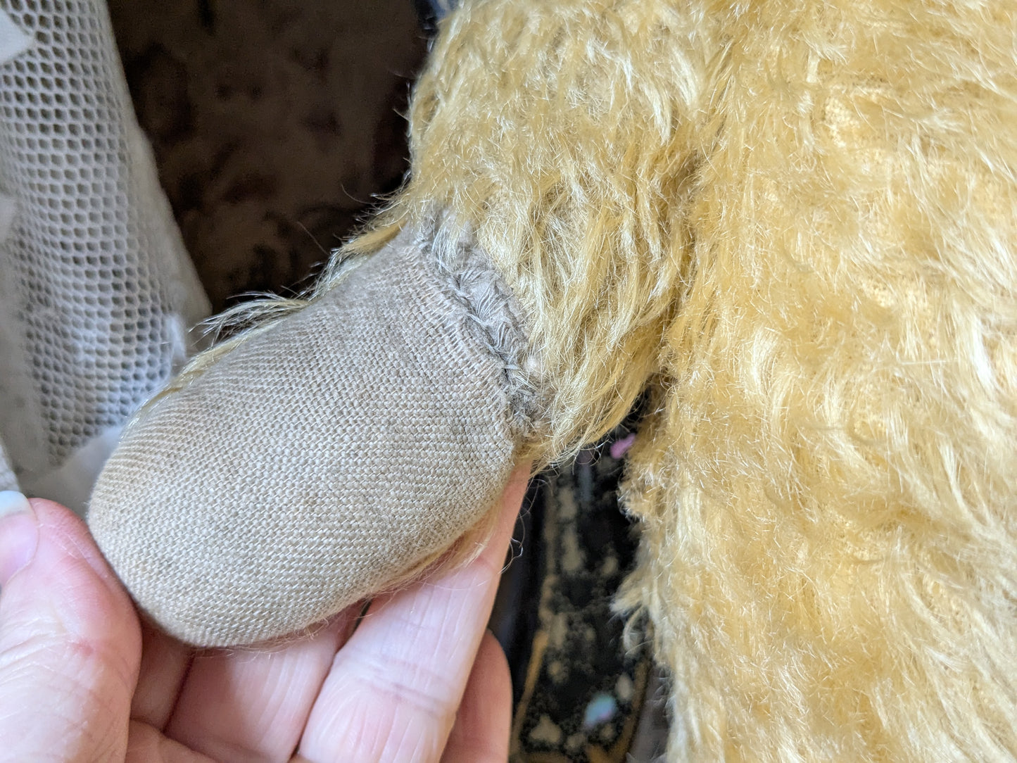 Vintage 25 inch Chiltern teddy bear in antique clothing