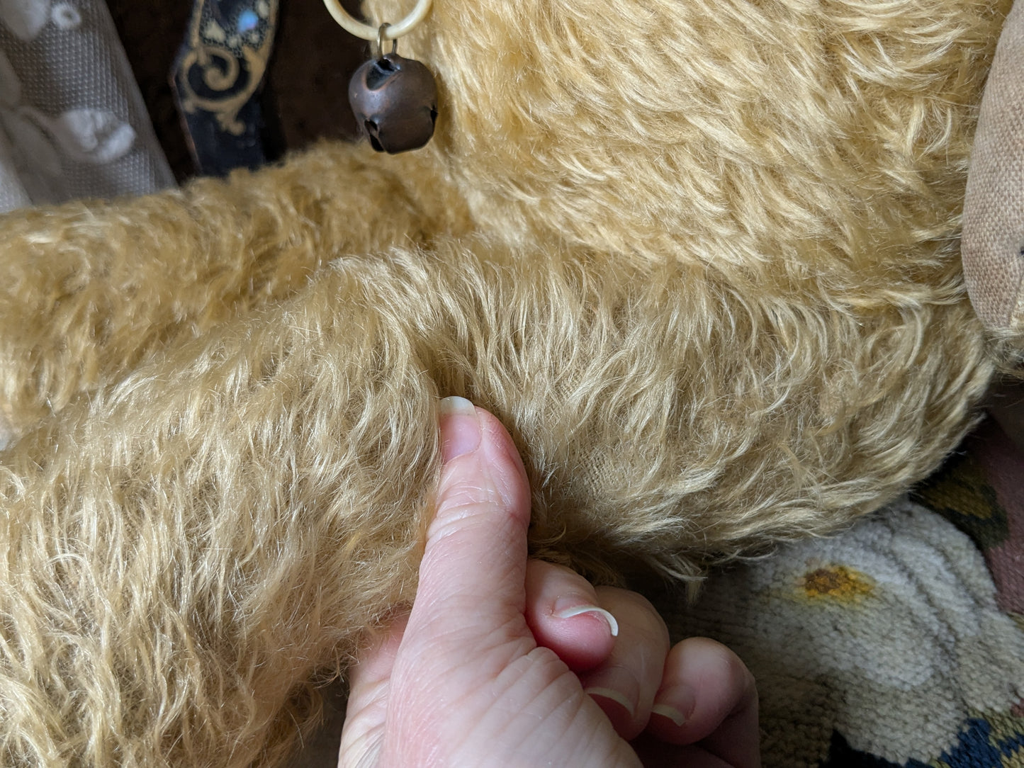 Vintage 25 inch Chiltern teddy bear in antique clothing