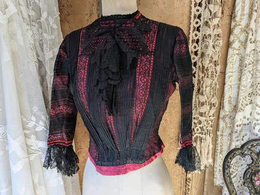 Antique lace & silk bodice