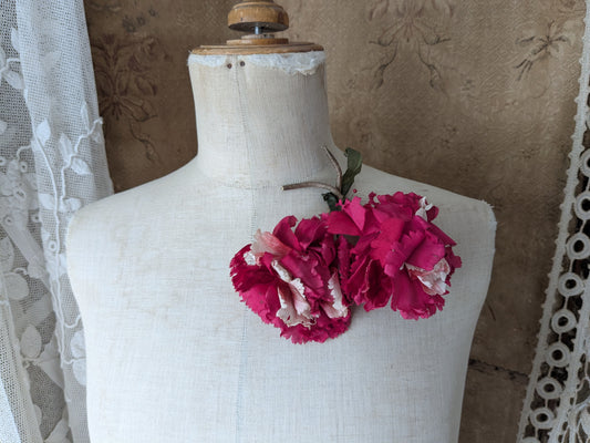 2 fabric carnation flowers